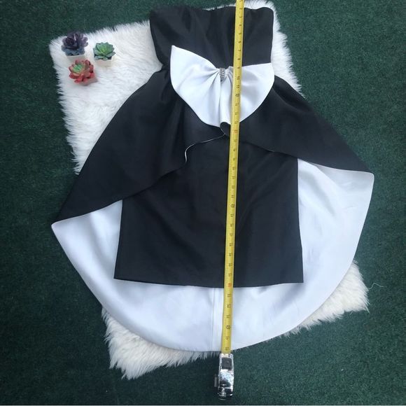 Vintage Strapless Tuxedo Dress Rhinestone Trim Bow *AS IS* - Picture 12 of 16